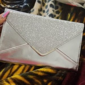 Silver Glitter Clutch Purse